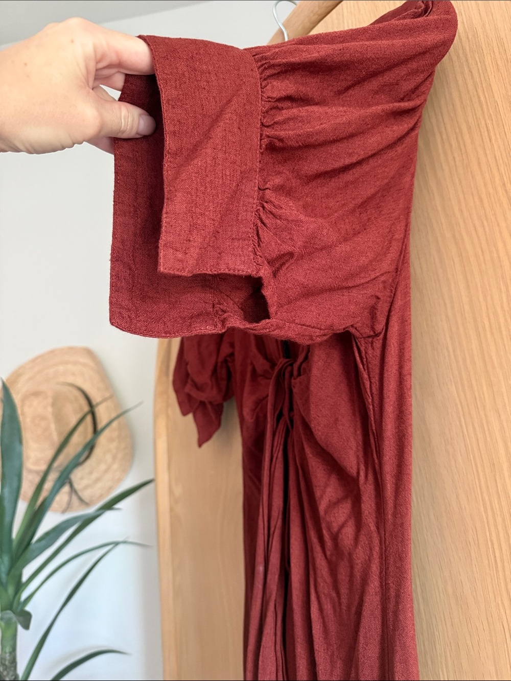 Free People Rust Red Maxi Dress with Front Tie - Picture 4 of 5
